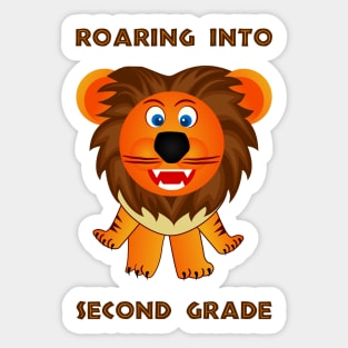 Roaring Into Second Grade (Cartoon Lion) Sticker